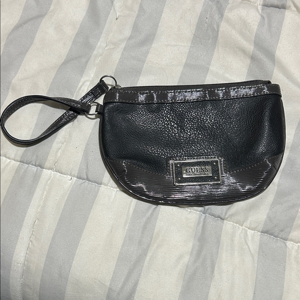GUESS Black and Silver Wristlet